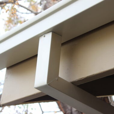 Professional commercial gutter system featuring clean-lined square downspouts, showcasing Royal Gutters' premium installation in Portland.