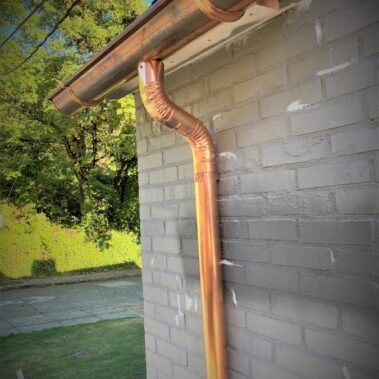 Copper Half-Round Gutter with Round Downspout