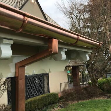 Copper Half-Round with Smooth Square Downspouts