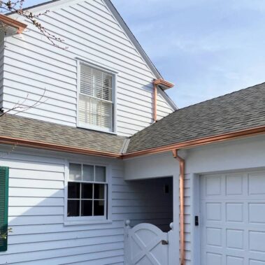 Copper K-Style Gutter with Smooth Square Downspout