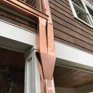 Copper K-Style with Corrugated Downspout and Max Flow Outlet