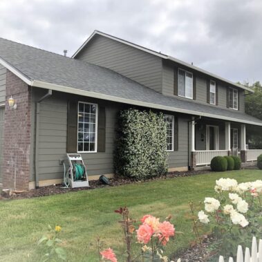 Royal Gutters' eggshell fascia gutter installation on Portland two-story home. Seamless integration, enhanced curb appeal. 503-558-8700