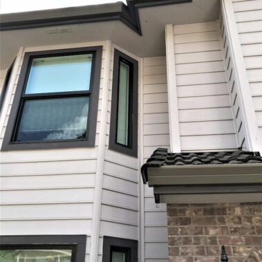 Royal Gutters' premium fascia gutter system with custom corner detail and seamless integration. Professional Portland installation. 503-558-8700