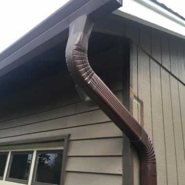 Royal Gutters' Musket Brown fascia gutter with Max-Flow downspout system. Superior water management for Portland homes. 503-558-8700