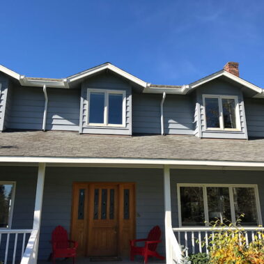 Royal Gutters' round downspouts with K-style gutters - complete water management for Portland homes. Professional installation: 503-558-8700