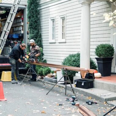 Royal Gutters' professional team installing custom copper gutters in Portland. Expert craftsmanship and safety-first approach. Call 503-558-8700
