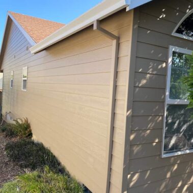 White Craftsman with Plain Square Downspouts