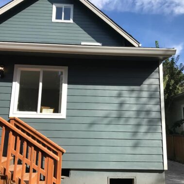 Royal Gutters' professional white fascia gutter installation in Portland. Seamless integration with modern home design. Call 503-558-8700